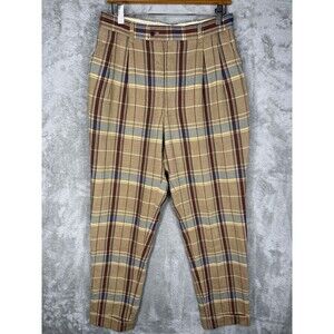 Pearly Gates Pants Mens 30x30 Plaid Tapered Golf Wool Old School Pleated Classic